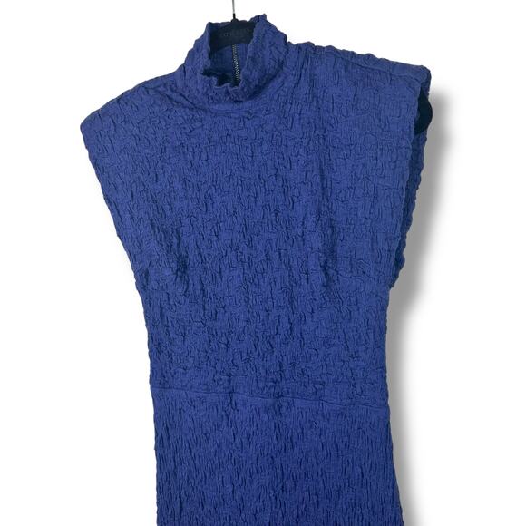 Sabina Musayev Revolve Nofit Blue Mock-Neck Unlined Textured Midi Dress Medium - Picture 6 of 16
